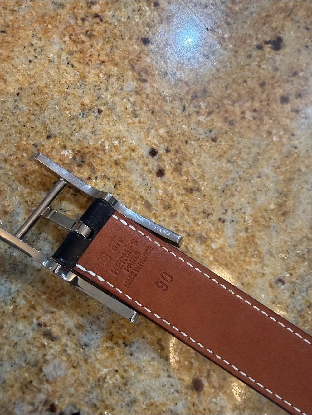 Hermes Reversible Black and Brown Leather Belt with H Buckle
